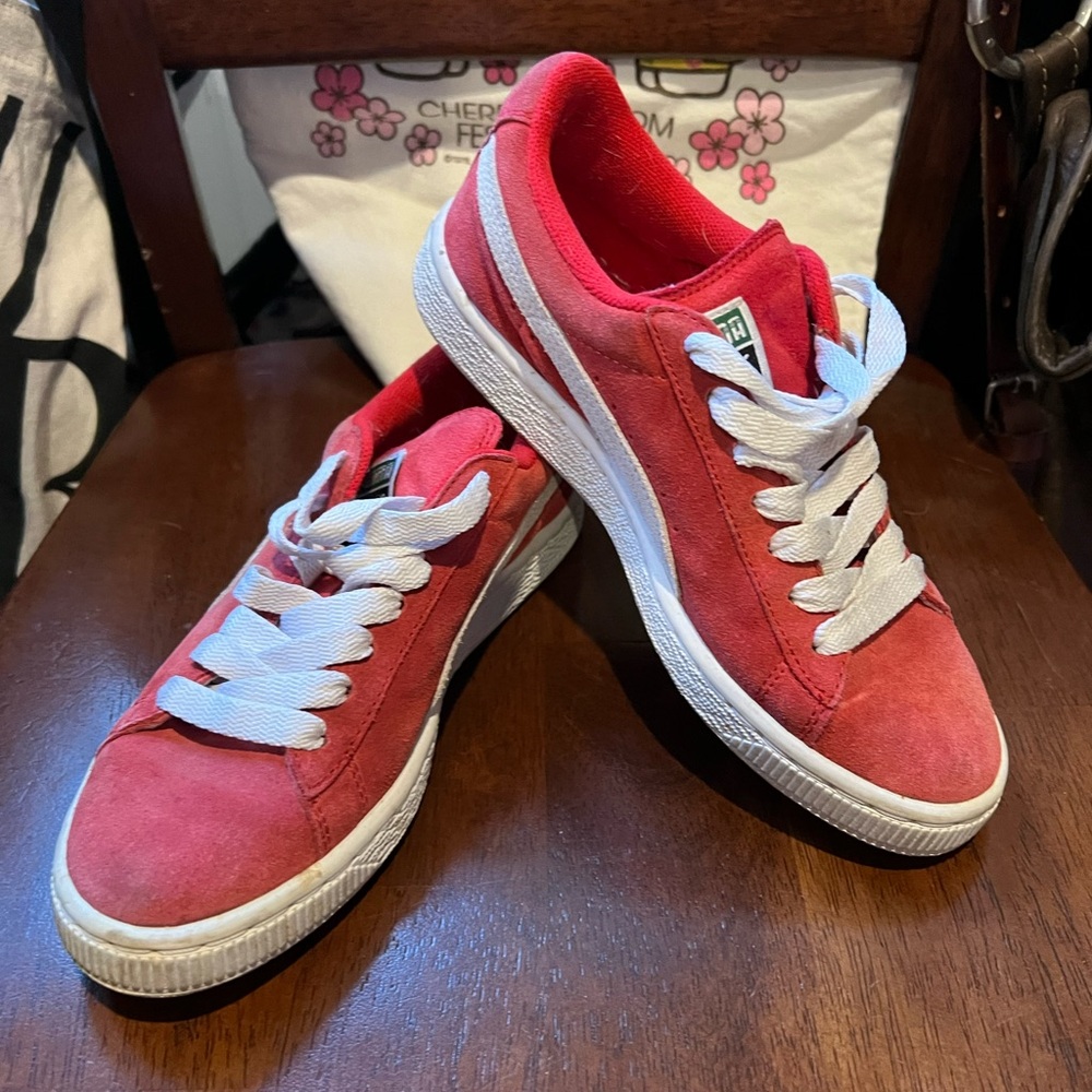 Puma Red and White Sneakers Size 6